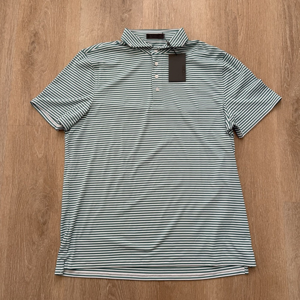 G/Fore Mens Turquoise Stripe Golf Polo Performance Shirt Sz XL Stretch NWT $120 - Picture 1 of 8